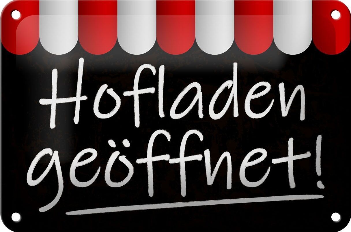 Targa in metallo con avviso 18x12 cm, negozio agricolo, vendita aperta, decorazione