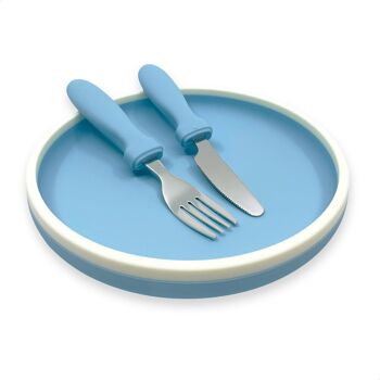 Assiette enfant en silicone avec couverts 8