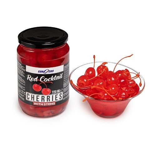 Eurocas - Red cocktail cherries with stem 720ML