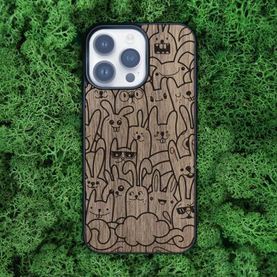 Coque iPhone en bois – Lapins