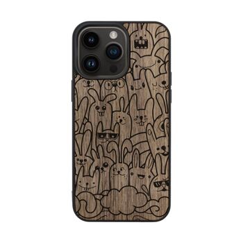Coque iPhone en bois – Lapins 2