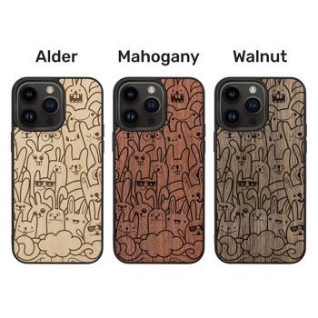 Coque iPhone en bois – Lapins 3