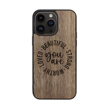 Coque iPhone en bois – Citation inspirante 1