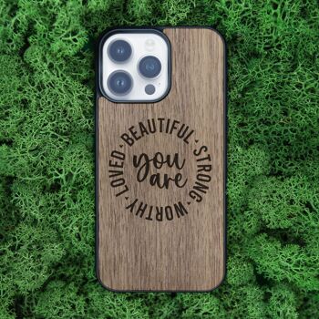 Coque iPhone en bois – Citation inspirante 2