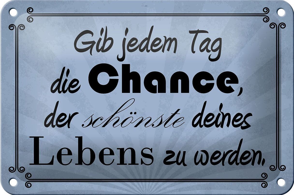 Plaque en tôle 18x12cm &quot;Donnez à chaque jour la chance de décorer&quot;