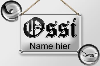 Plaque en étain indiquant le nom d'Ossi ici, décoration RDA, 18x12cm 2