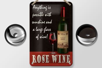 Plaque en étain disant « Vin rosé, tout est possible », 12 x 18 cm, décoration. 2