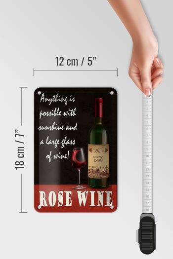 Plaque en étain disant « Vin rosé, tout est possible », 12 x 18 cm, décoration. 5
