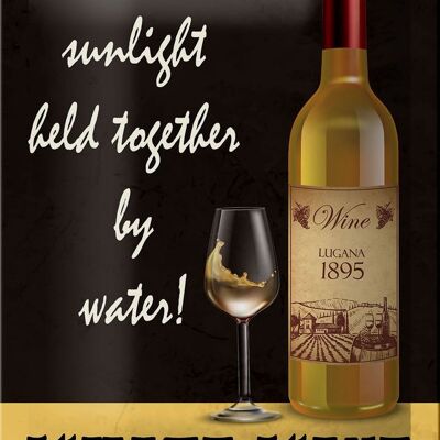 Tin sign saying 12x18cm White Wine is sunlight held decoration