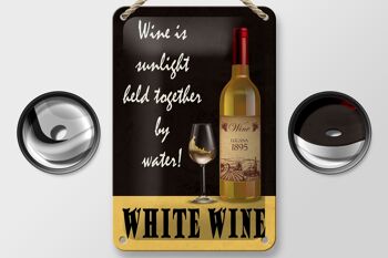 Panneau en étain disant 12x18cm, le vin blanc est une décoration de héros du soleil 2