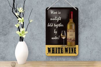 Panneau en étain disant 12x18cm, le vin blanc est une décoration de héros du soleil 4