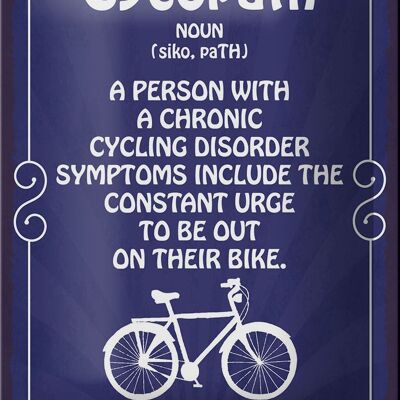 Cartel de chapa que dice 12x18cm Cycopath decoración de ciclismo crónico