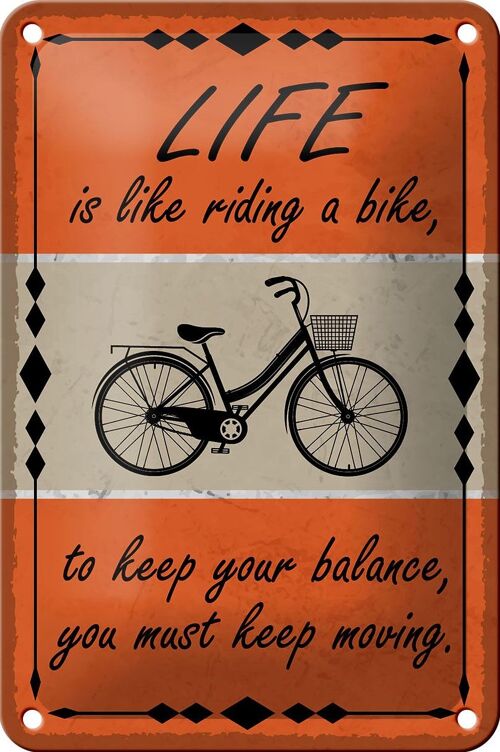 Blechschild Spruch 12x18cm Life is like riding a bike Dekoration