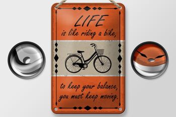 Panneau en étain disant 12x18cm, la vie est comme faire du vélo, décoration 2