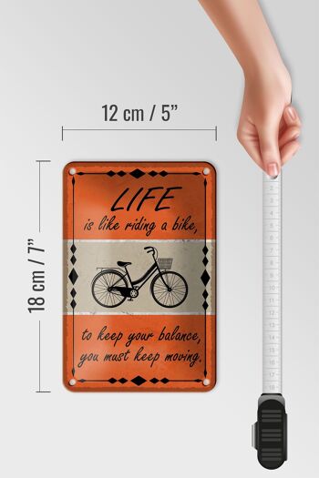 Panneau en étain disant 12x18cm, la vie est comme faire du vélo, décoration 5