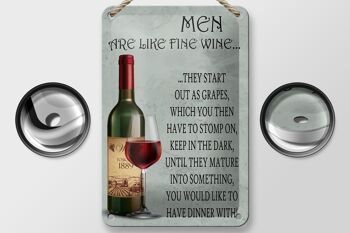 Panneau en étain disant 12x18cm, les hommes sont comme une décoration pour hommes au bon vin 2