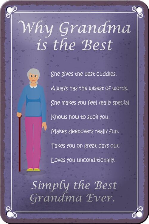 Blechschild Spruch 12x18cm why Grandma is the best Oma Dekoration