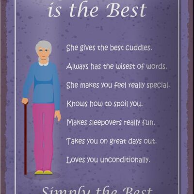 Tin sign saying 12x18cm why Grandma is the best grandma decoration