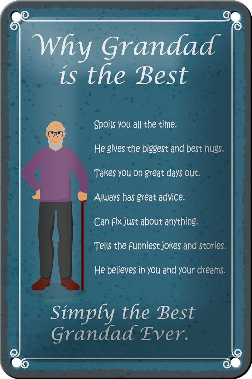 Buy wholesale Tin sign saying 12x18cm why Grandad is the