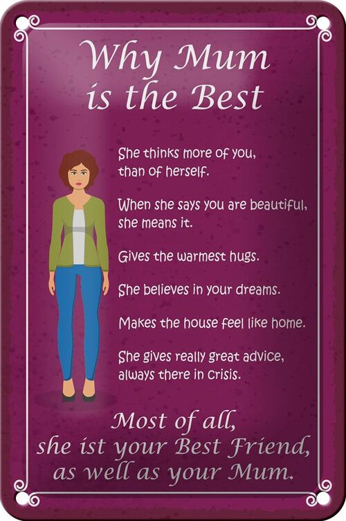 Blechschild Spruch 12x18cm why Mam is the best Mama beste Dekoration