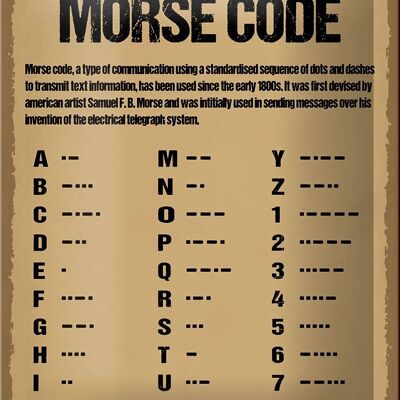 Blechschild Spruch 12x18cm international Morse code Dekoration