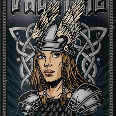 Cartel de chapa que dice 12x18cm Valkyrie go to Valhalla Decoración vikinga