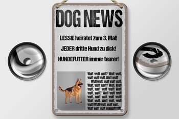 Plaque en étain disant 12x18cm Dog news Leesie se marie pour la 3ème décoration 2