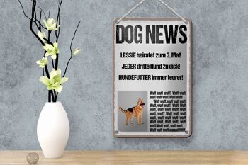 Plaque en étain disant 12x18cm Dog news Leesie se marie pour la 3ème décoration 4