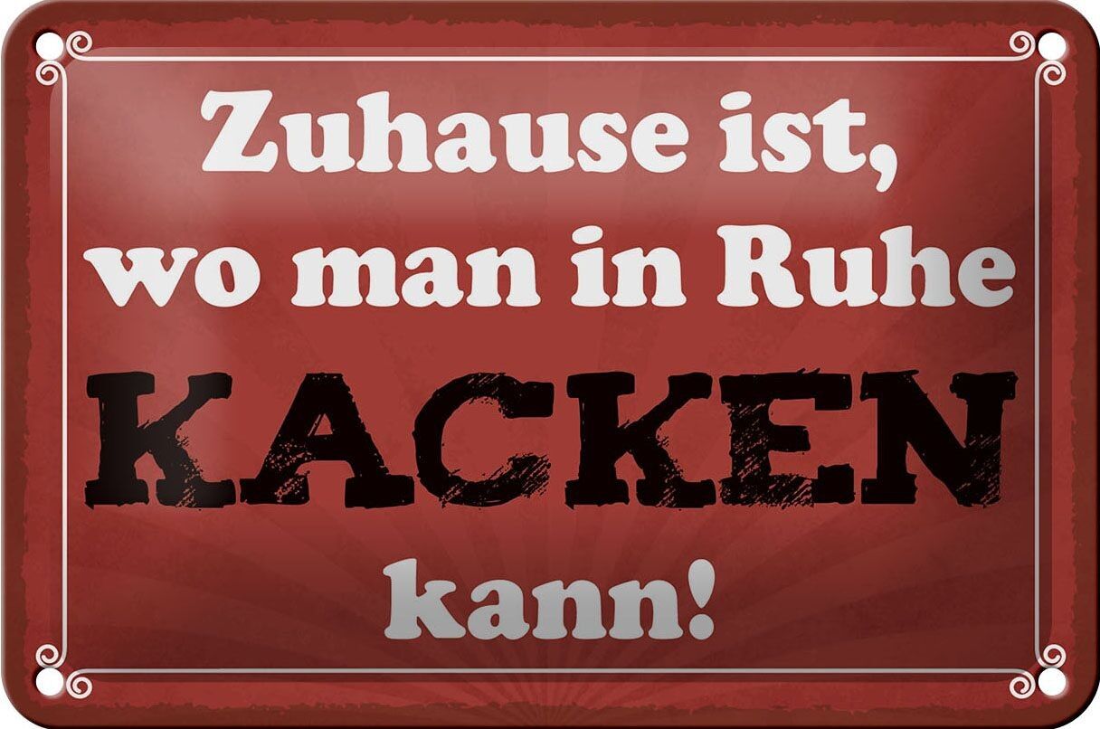 Targa in metallo con scritta 18x12 cm Decorazione "Casa dove puoi fare la cacca in pace".