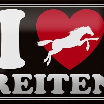 Tin sign saying 18x12cm horses i love riding heart decoration