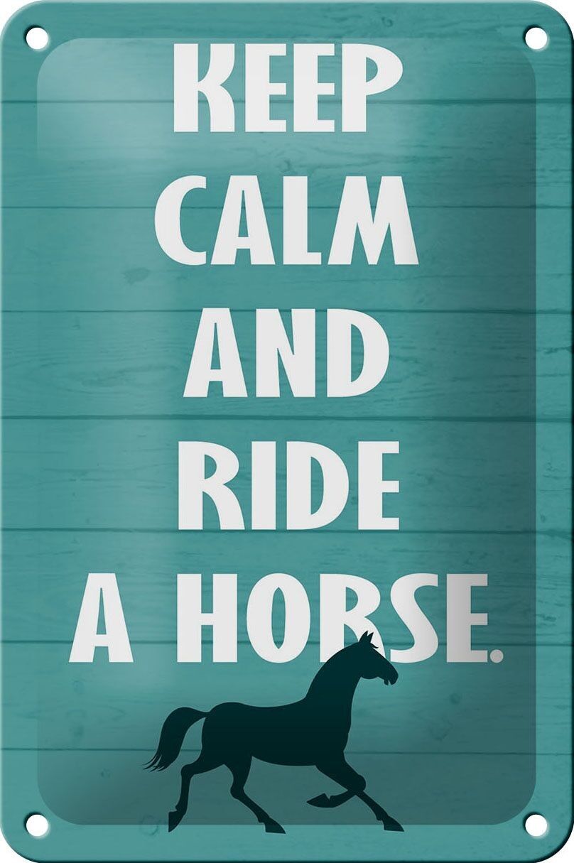 Targa in metallo con scritta "mantieni la calma e cavalca un cavallo" 12x18 cm, decorazione cavallo