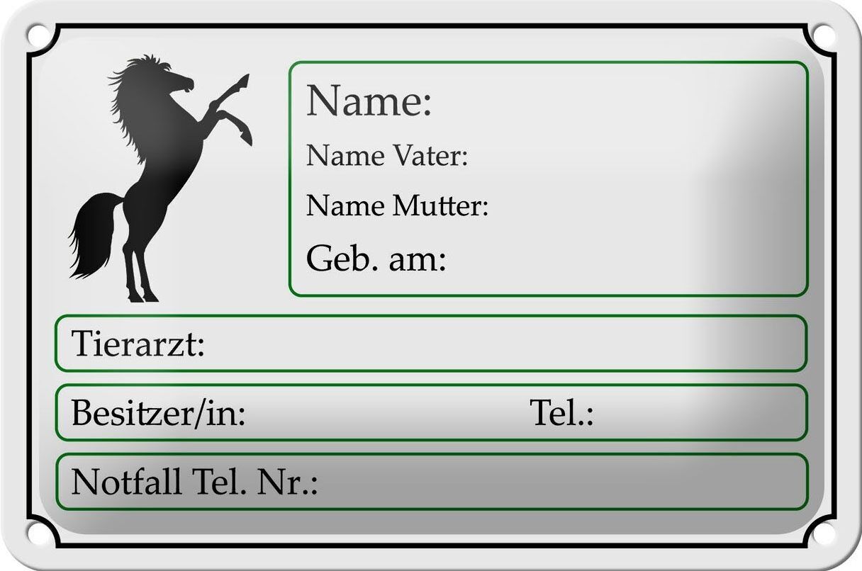 Targa in metallo con scritta "cavalli" 18x12 cm nome padre madre nata. sulla decorazione