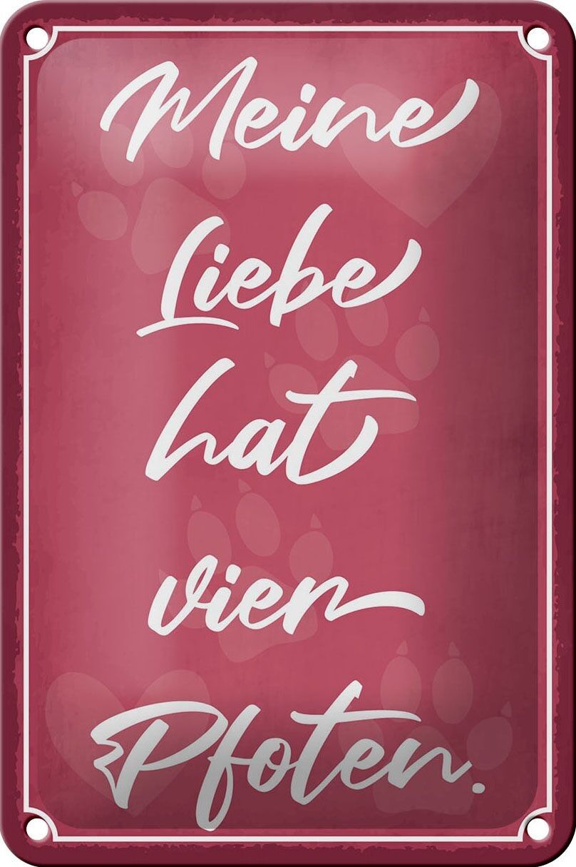 Targa in latta con scritta 12x18 cm decorazione il mio amore ha quattro zampe