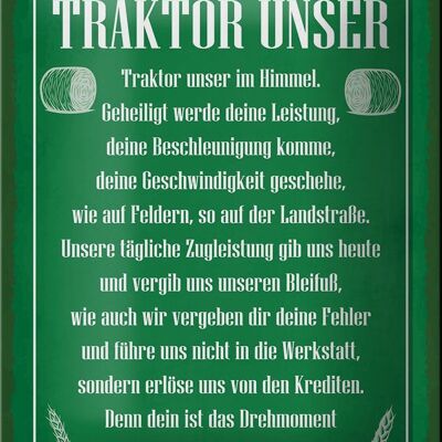 Blechschild Spruch 12x18cm Traktor unser in Ewigkeit Amen Schild