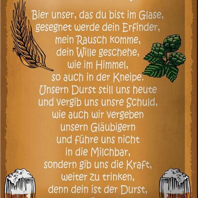 Blechschild Spruch 12x18cm Bier unser in Ewigkeit Prost Dekoration