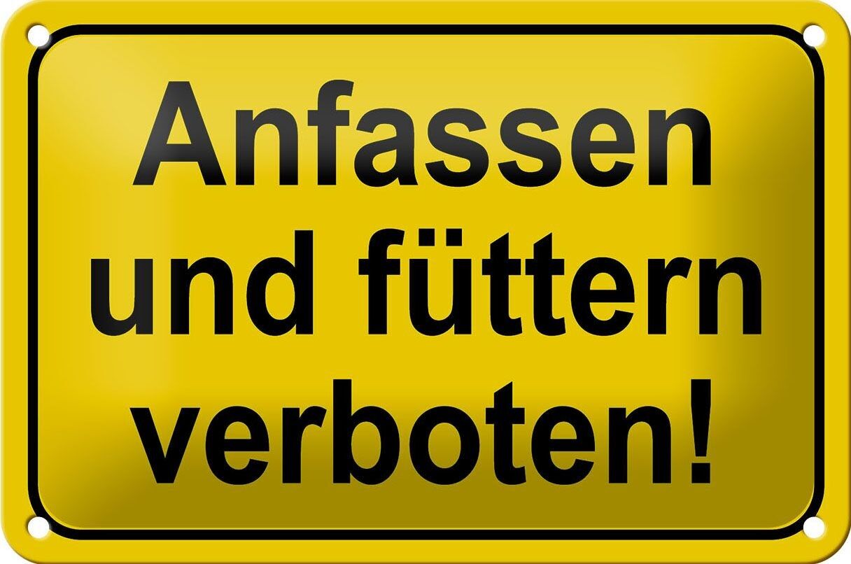 Targa in metallo con nota 18x12 cm, decorazione vietata di toccare e nutrire