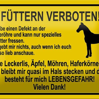 Blechschild Hinweis 18x12cm füttern verboten Pferde Dekoration