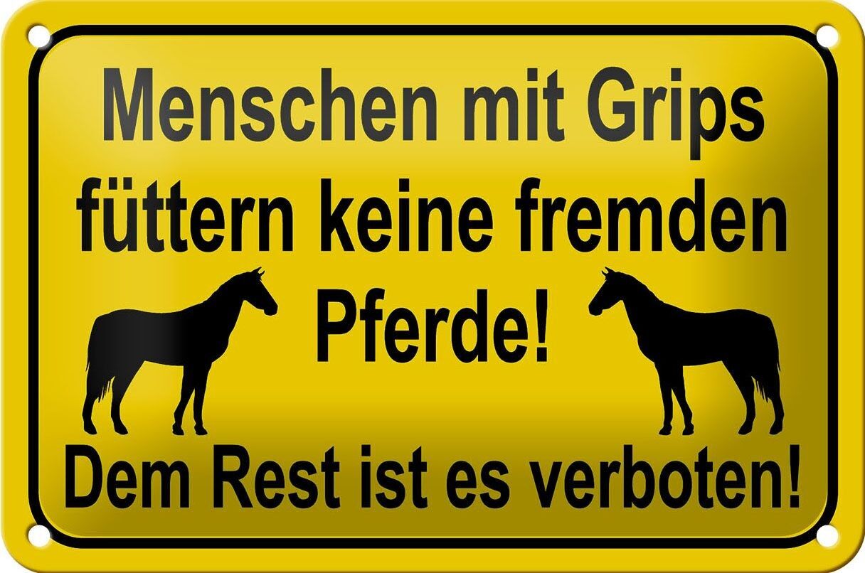 Targa in metallo nota 18x12 cm non dare da mangiare a strani cavalli decorazione