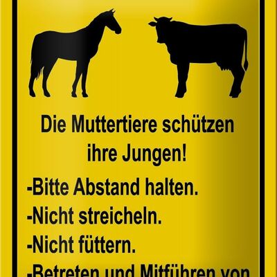Cartel de chapa nota 12x18cm Advertencia, no alimentar al ganado pastando decoración