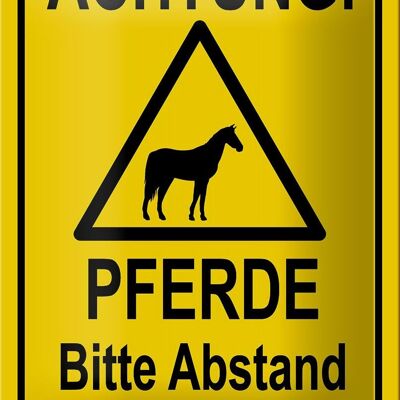 Blechschild Hinweis 12x18cm Achtung Pferde Abstand halten Dekoration