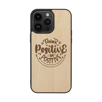 Coque iPhone en bois – Pensez positif 2