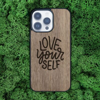 Custodia per iPhone in legno – Ama te stesso