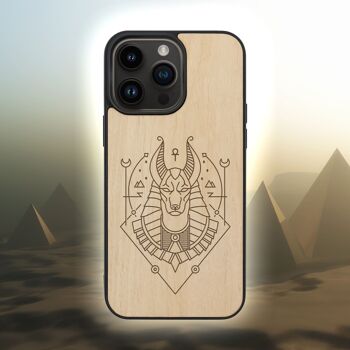Coque iPhone en bois – Anubis 1