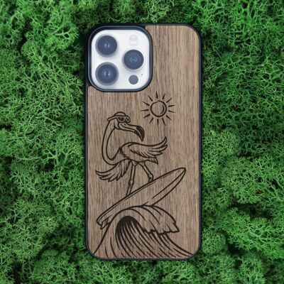 iPhone-Hülle aus Holz – Flamingo