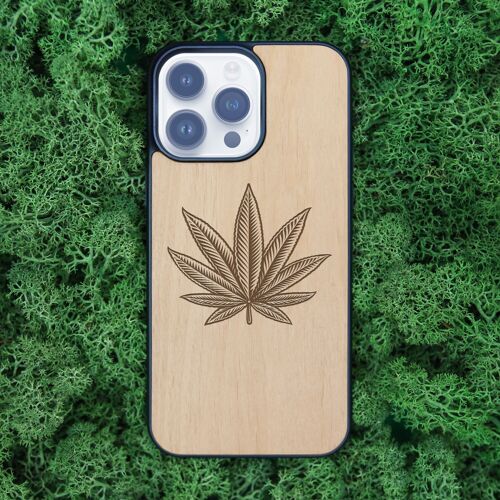 Wooden iPhone Case – Marijuana Leaf