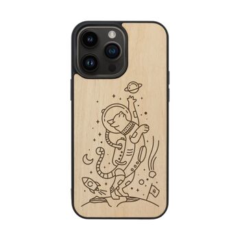 Coque iPhone en bois – Chat de l'Espace 3