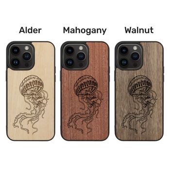 Coque iPhone en bois – Méduse 3