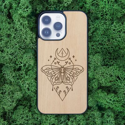 Coque iPhone en bois – Papillon Mystique