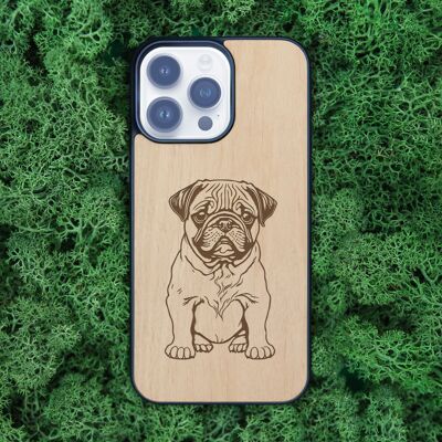Funda de madera para iPhone – Pug