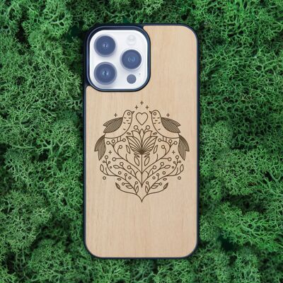 iPhone-Hülle aus Holz – Vögelliebe